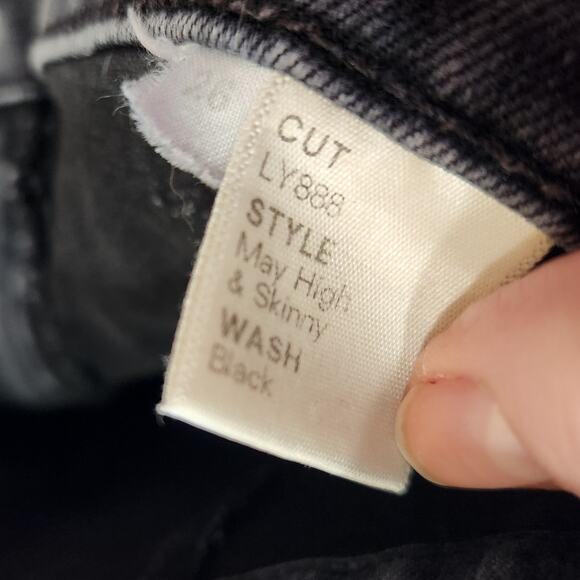 Reformation May High & Skinny Jeans Stretch Mineral Black Wash Denim Size 26 - Picture 9 of 10